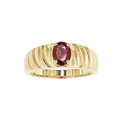 Sterling Silver Garnet Ring Over 18K Yellow Gold