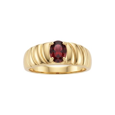 Sterling Silver Garnet Ring Over 18K Yellow Gold