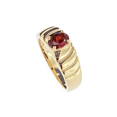 Sterling Silver Garnet Ring Over 18K Yellow Gold