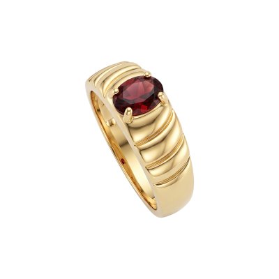 Sterling Silver Garnet Ring Over 18K Yellow Gold