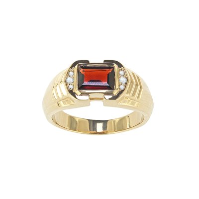 Sterling Silver Garnet with White Topaz Ring Over 18K Yellow Gold