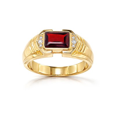 Sterling Silver Garnet with White Topaz Ring Over 18K Yellow Gold