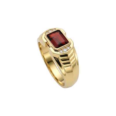 Sterling Silver Garnet with White Topaz Ring Over 18K Yellow Gold