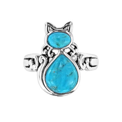 Sterling Silver Turquoise Cat Ring