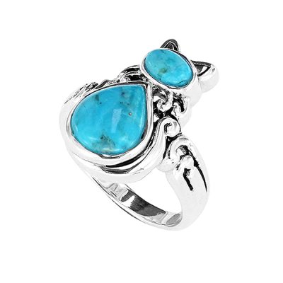 Sterling Silver Turquoise Cat Ring