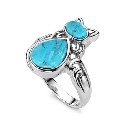 Sterling Silver Turquoise Cat Ring