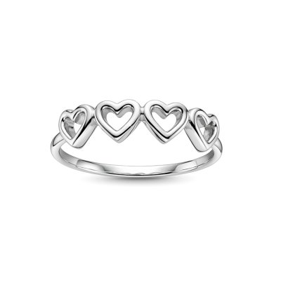 Sterling Silver Hearts Ring