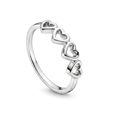 Sterling Silver Hearts Ring