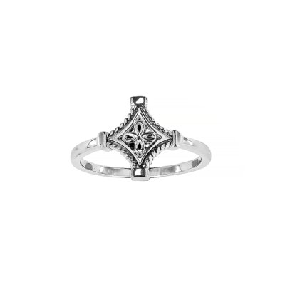 Sterling Silver Diamond Pattern Ring