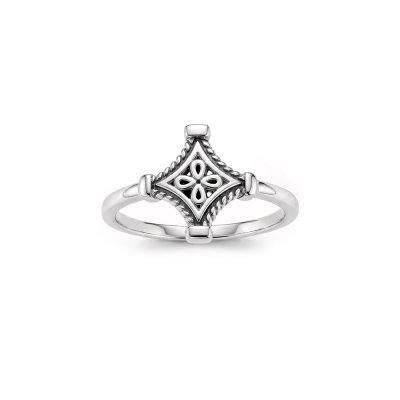 Sterling Silver Diamond Pattern Ring