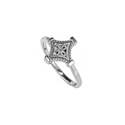 Sterling Silver Diamond Pattern Ring