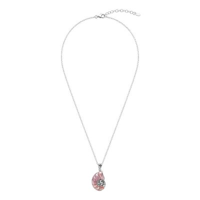 Sterling Silver Pink Mother of Pearl Shell Pendant with Chain 18 Inches