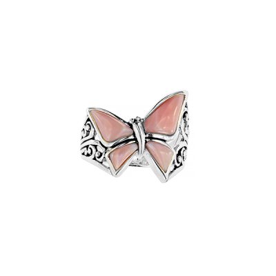 Sterling Silver Pink Mother of Pearl Butterfly Ring