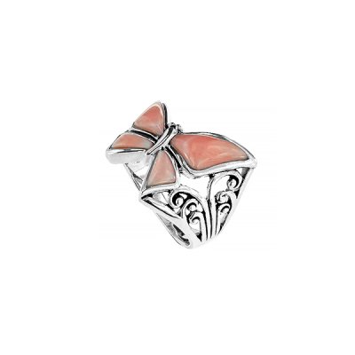 Sterling Silver Pink Mother of Pearl Butterfly Ring