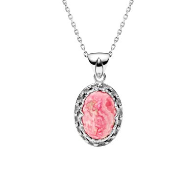 Sterling Silver Rhodochrosite Pendant with Chain 18 Inches