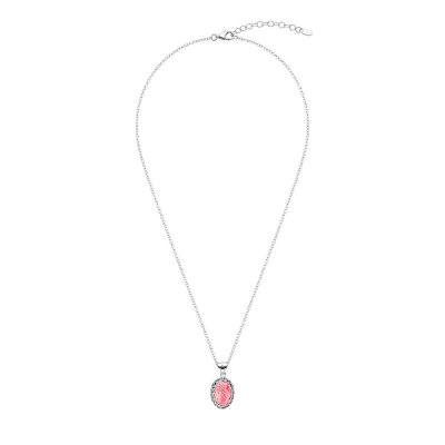 Sterling Silver Rhodochrosite Pendant with Chain 18 Inches