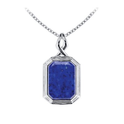 Sterling Silver Lapis Lazuli Pendant with Chain 18 Inches