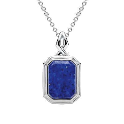 Sterling Silver Lapis Lazuli Pendant with Chain 18 Inches