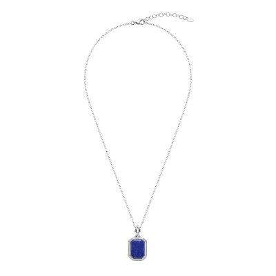 Sterling Silver Lapis Lazuli Pendant with Chain 18 Inches