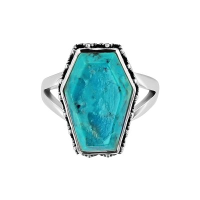 Sterling Silver Turquosie Coffin Ring