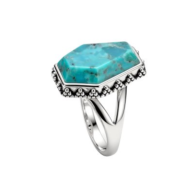 Sterling Silver Turquosie Coffin Ring