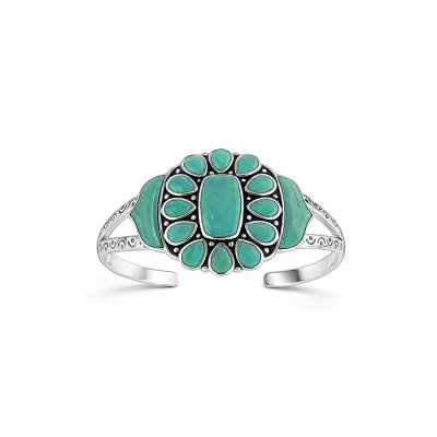 Sterling Silver Green Kingman Turquoise Bangle 7.5 Inches