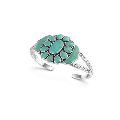 Sterling Silver Green Kingman Turquoise Bangle 7.5 Inches