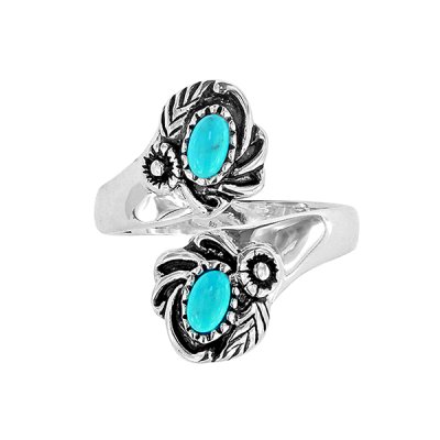 Sterling Silver Kingman Turquoise Bypass Ring