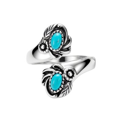 Sterling Silver Kingman Turquoise Bypass Ring