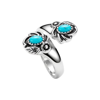 Sterling Silver Kingman Turquoise Bypass Ring