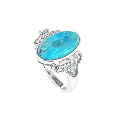 Sterling Silver Turquoise and Sky Blue Topaz Ring