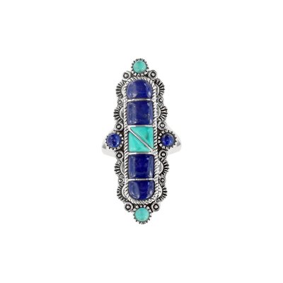 Sterling Silver Lapis Lazuli With Lapis Ring