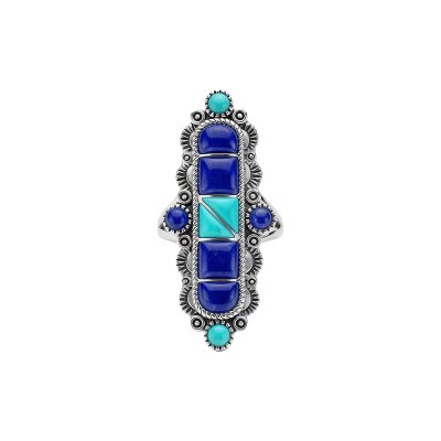 Sterling Silver Ring with Turquoise and Lapis Lazuli