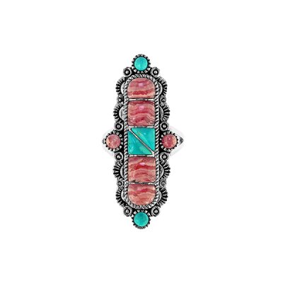 Sterling Silver Turquoise and Rhodochrosite Ring