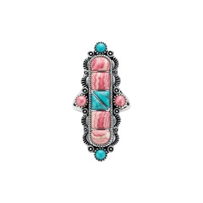 Sterling Silver Turquoise and Rhodochrosite Ring