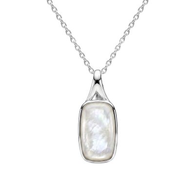 Sterling Silver Rainbow Moonstone Pendant with Chain 18 Inches