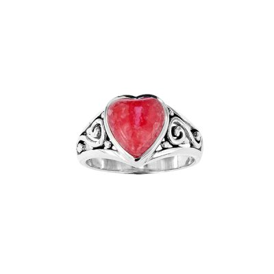 Sterling Silver Rhodochrosite Heart Ring