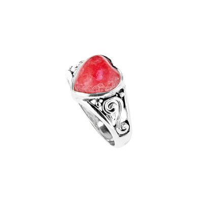 Sterling Silver Rhodochrosite Heart Ring