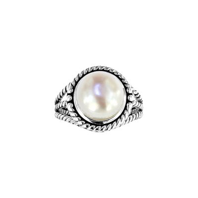 Sterling Silver Freshwater Pearl Dragon Eye Ring