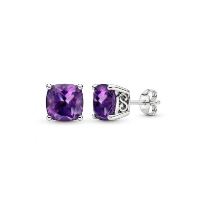 Sterling Silver Square Cushion Stud  Earrings