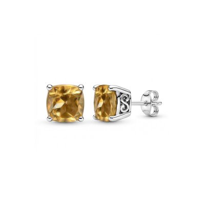 Sterling Silver Square Cushion Stud  Earrings