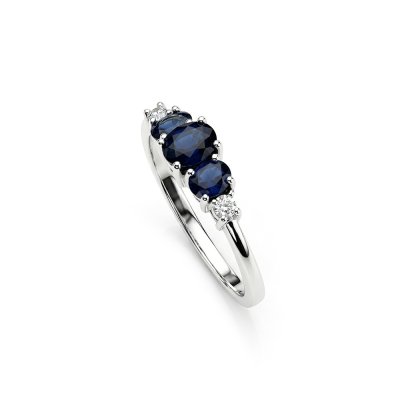 Sterling Silver Blue Sapphire and White Topaz Ring