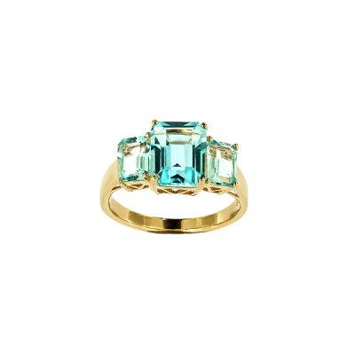Sterling Silver Sky blue Topaz Ring Over Yellow Gold 18K Plated