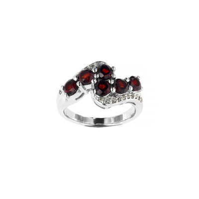 Sterling Silver Garnet & White Topaz Ring