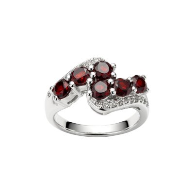 Sterling Silver Garnet & White Topaz Ring