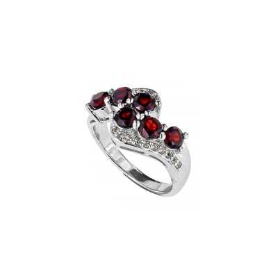 Sterling Silver Garnet & White Topaz Ring