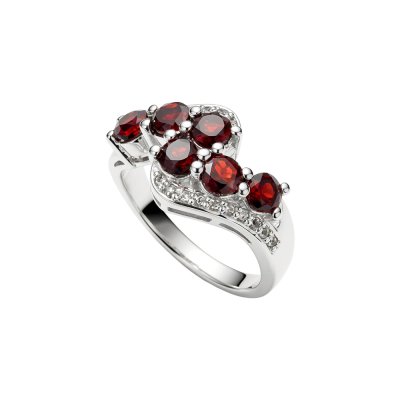 Sterling Silver Garnet & White Topaz Ring