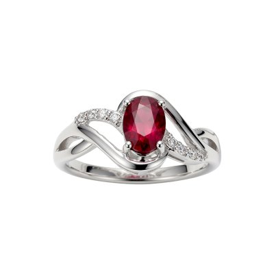 Sterling Silver Ruby and White Topaz Ring