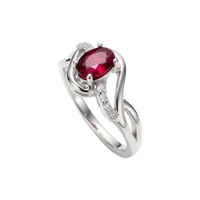 Sterling Silver Ruby and White Topaz Ring