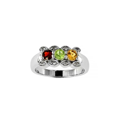 Sterling Silver Multi-Color Gemstones Ring